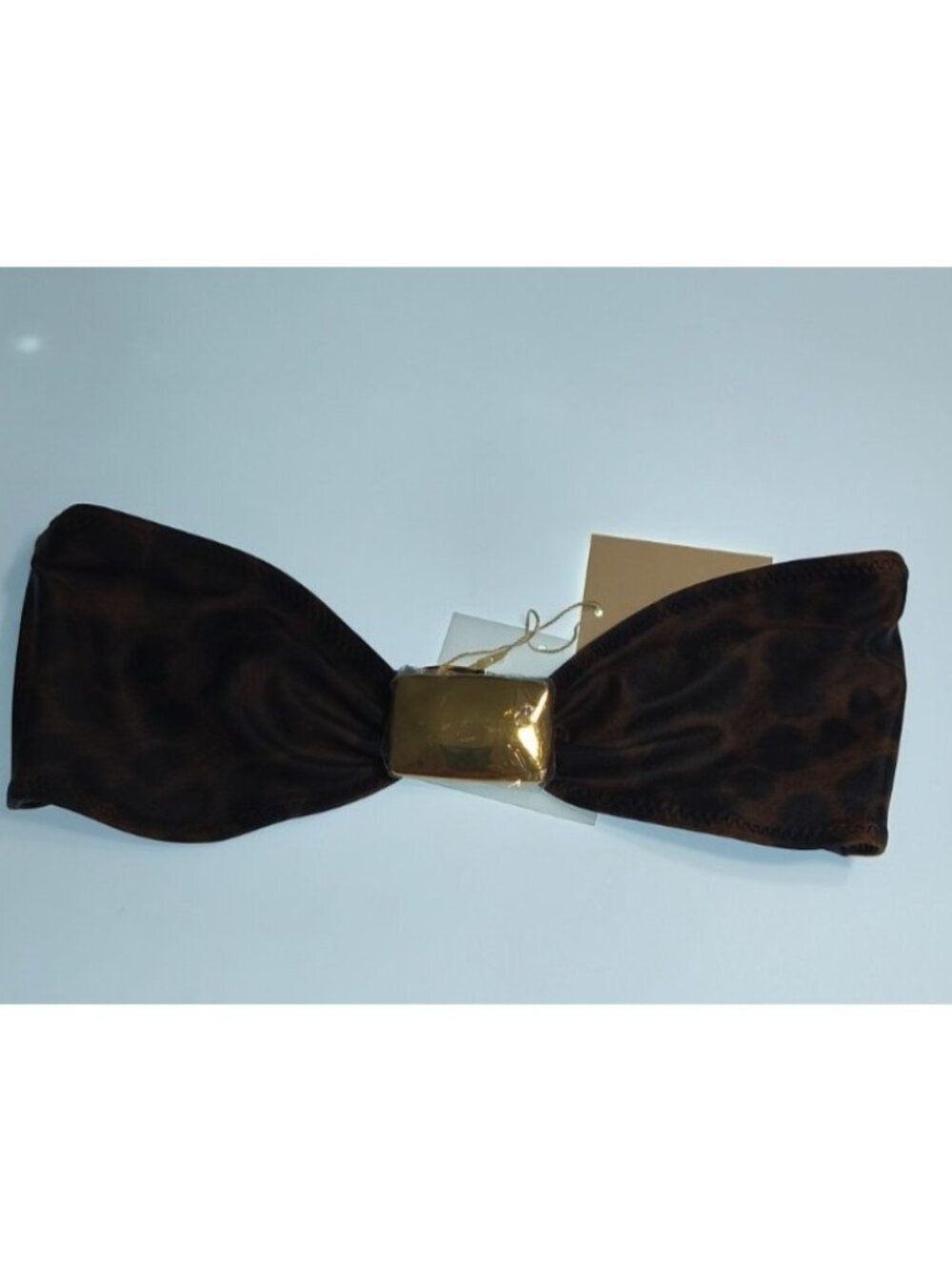 SAME Los Angeles Bandeau Bikini Top Leopard Print Gold Hardware NWT Size M